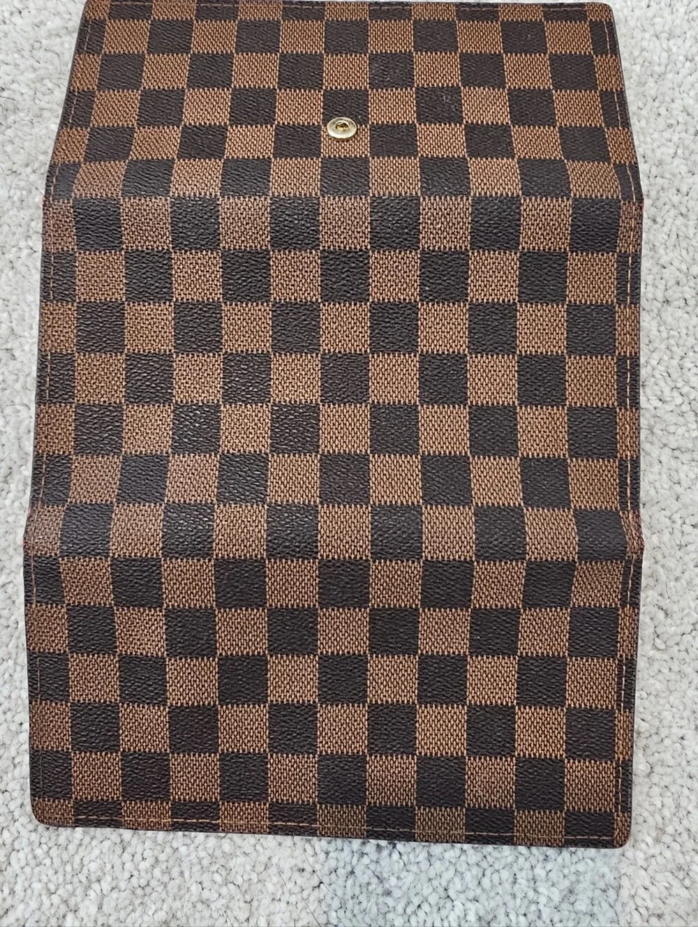 Brown Trifold Checkered Print Wallet